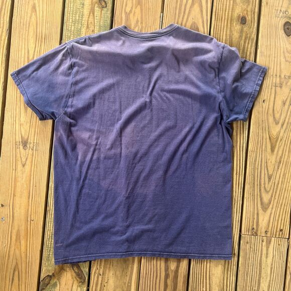 Vintage 2000s Hanes Blue V Neck Tee - Thrashed - Soft - Broken In - Medium - Picture 2 of 3